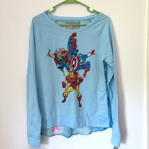 avengers top with sheer patterned back!!